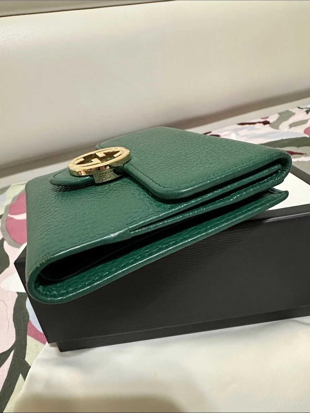 Gucci Green Pebbled Leather Wallet